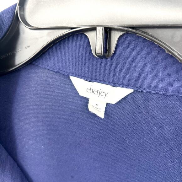 EBERJEY Women's Gisele Long PJ Set Medium Navy Blue Ivory TENCEL Modal NWOT - Picture 13 of 14